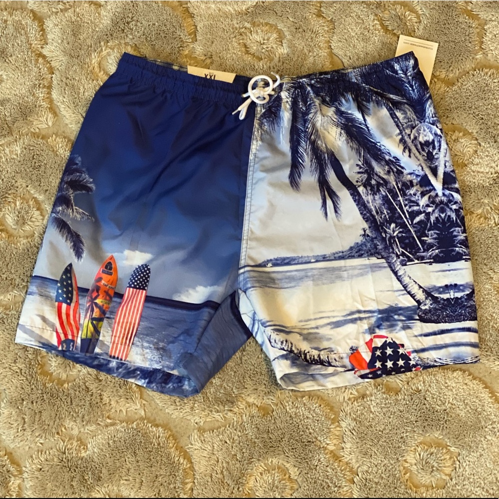 2XL XXL men’s Swim Trunks Shorts Surf Board Flag